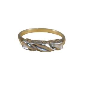 Vintage Wedding Band, 14k Yellow and White Gold Art Nouveau Wedding Ring Size 6